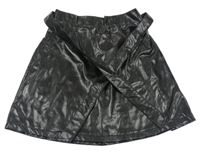 Černá koženková sukně s páskem Shein 