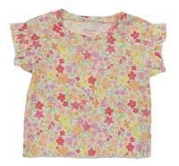 Bílo-barevné květované tričko Primark