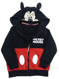 Černo-červená propínací mikina s kapucí - Mickey mouse Disney