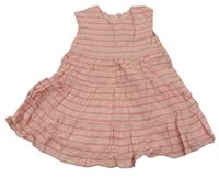 Růžové pruhované plátěné šaty zn. M&S