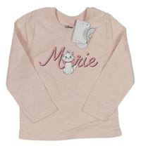 Růžové triko s nápisem a kočičkou Marií Disney