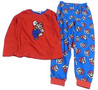 Červeno-modré fleecové pyžamo Super Mario Primark