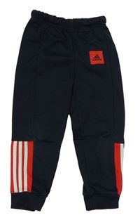 Tmavomodro-červené sportovní tepláky s logem Adidas