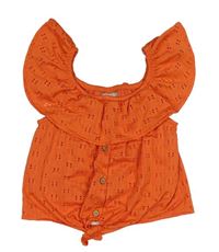 Jahodové madeirové crop tričko s volánem Matalan