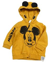 Okrová propínací mikina s Mickeym a kapucí Disney