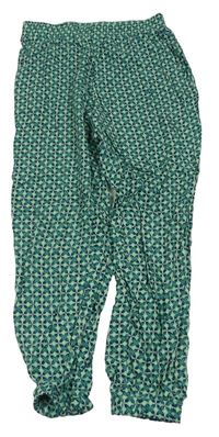 Zelené vzorované lehké kalhoty H&M