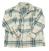Bílo-zeleno-béžová kostkovaná košilová bunda H&M