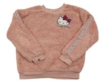 Starorůžová třpytivá chlupatá mikina s Hello Kitty zn. C&A
