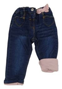 Tmavomodré podšité rifle s mašlí