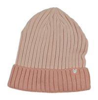 Růžová žebrovaná pletená čepice