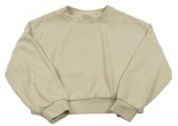 Béžová žebrované crop mikina Next