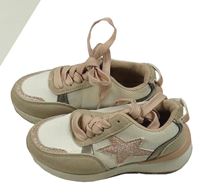 Béžovo-bílé koženkové botasky s hvězdou vel. 28