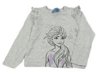 Světlešedé melírované triko s Elsou a volánky Primark