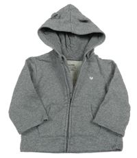 Šedo-třpytivá pruhovaná propínací mikina s kapucí Kiabi