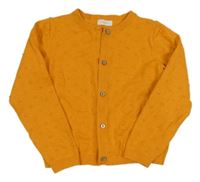 Hořčicový puntíkatý propínací svetr Next