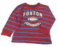 Červeno-modré pruhované triko s rugby míčem H&M