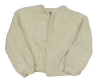 Krémový chlupatý propínací svetr