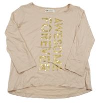 Pudrové triko s nápisem H&M