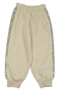 Béžové melírované tepláky s pruhem s flitry River Island