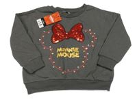 Nové - Tmavošedá mikina s Minnie s flitry George