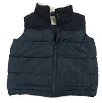 Tmavomodrá šusťáková zateplená vesta Primark