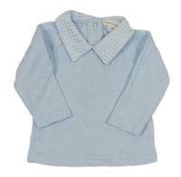 Světlemodré triko s kostkovaným límečkem Mintini