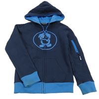 Tmavomodrá propínací mikina s potiskem a kapucí TrollKids