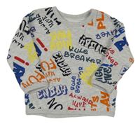 Šedá melírovaná mikina s nápisy Dunnes