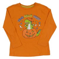 Oranžové triko s dinosaurem a dýní Primark