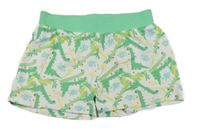 Bílo-zelené bavlněné kraťasy s dinosaury Manguun