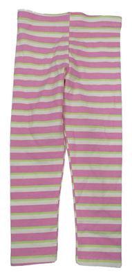 Růžovo-bílo-zelené pruhované legíny Primark