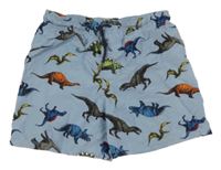 Světlemodré plážové kraťasy s dinosaury H&M