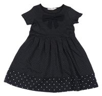 Černé puntíkaté šaty s mašlí H&M