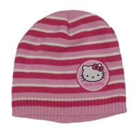 Růžovo-tmavorůžovo-bílá pruhovaná čepice s Hello Kitty Sanrio
