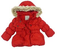 Červená šusťáková zimní bunda s kapucí Next