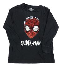 Černé pyžamové triko se Spidermanem z flitrů Next