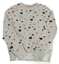 Bílá mikina se srdíčky zn. Pep&Co