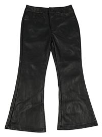 Černé koženkové thermo flare kalhoty dunnes 