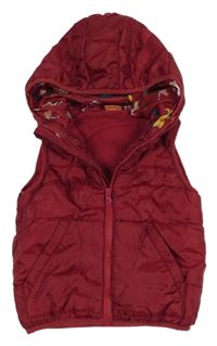 Rubínová šusťáková zateplená vesta s kapucí Lupilu