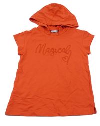 Červená tepláková šatová tunika s logem a kapucí Mayoral