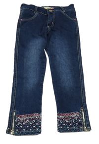 Tmavomodré skinny rifle s kamínky 