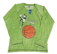 Nové - Zelené sametové pyžamové triko s míčem 
