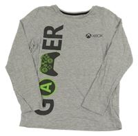 Šedé melírované triko s nápisem - X-box