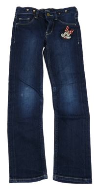 Tmavomodré slim fit rifle s Minnie Disney