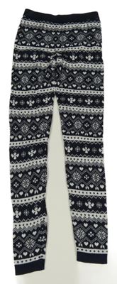 Tmavomodro-bílé vzorované úpletové legíny Pepperts