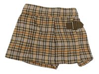 Béžovo-hnědo-oranžové kostkované vlněné kraťasy Next