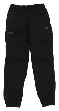 Černé šusťákové cuff kalhoty 