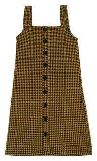 Okrovo-černé vzorované úpletové šaty New Look