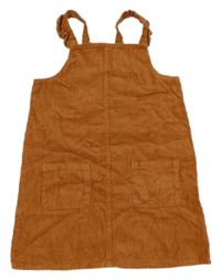 Hnědé laclové manšestrové šaty s kapsami Primark