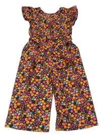 Černo-růžovo-oranžový květovaný kalhotový overal Matalan